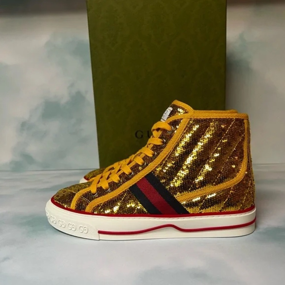 Gucci Kids Glittering Gold High-Top Sneakers